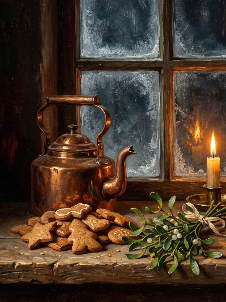 Christmas Still Life - Quill & Folio Originals oil painting