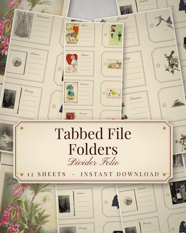 Victorian Tabbed File Folder Kit